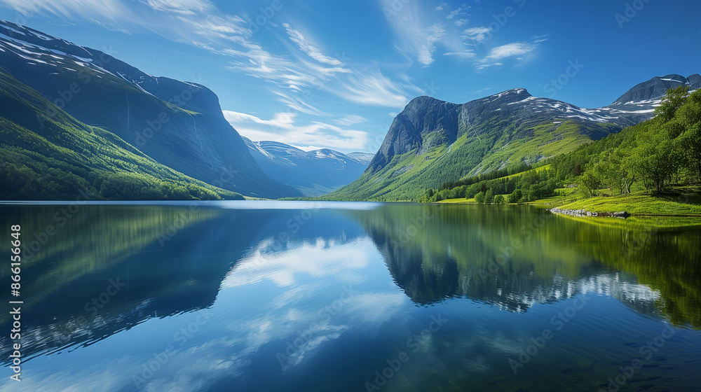 A beautiful mountain lake, overlooking high mountain peaks and a beautiful landscape. A beautiful mountain lake, overlooking high mountain peaks and a beautiful landscape.