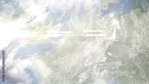 Wallpaper Mural Zoom in from space and focus on Sittard-Geleen, Netherlands. 3D Animation. Background for travel intro. Elements of this image furnished by NASA Torontodigital.ca