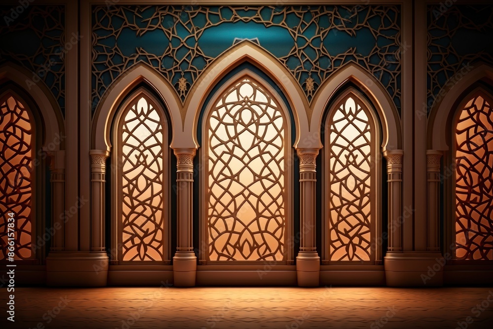 Obraz premium Islamic window architecture pattern spirituality.