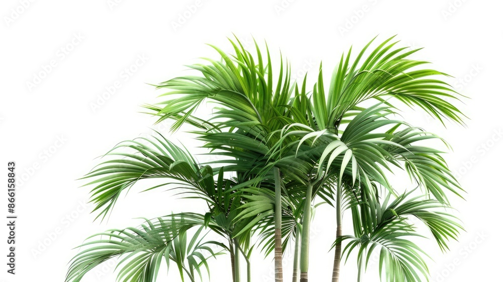 A cluster of palm trees isolated on a white background A cluster of palm trees isolated on a white background