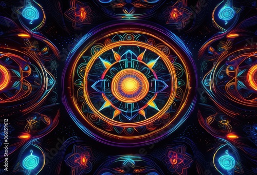 Wallpaper Mural enigmatic illuminated symbols mysterious glowing signs unknown origin meaning, bright, cryptic, hidden, radiant, unidentified, secret, luminous, mystery, light Torontodigital.ca