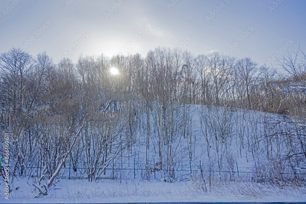 Vire of nature near the highway in winter season of Japan Vire of nature near the highway in winter season of Japan