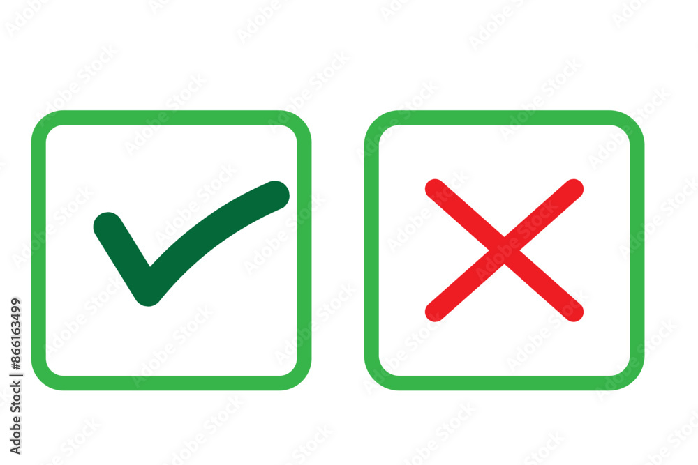 Green check box and Cross box Vector Green check box and Cross box Vector