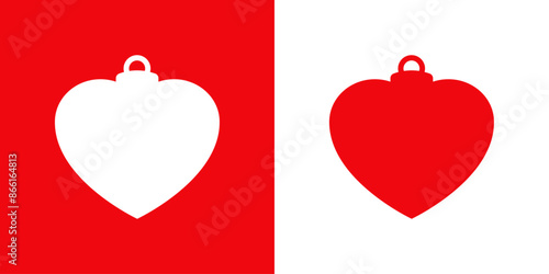 Tiempo de Navidad. Logo con silueta de corazón para colgar como bola de navidad para tarjetas y felicitaciones