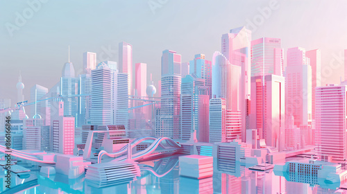 Futuristic Pastel Cityscape