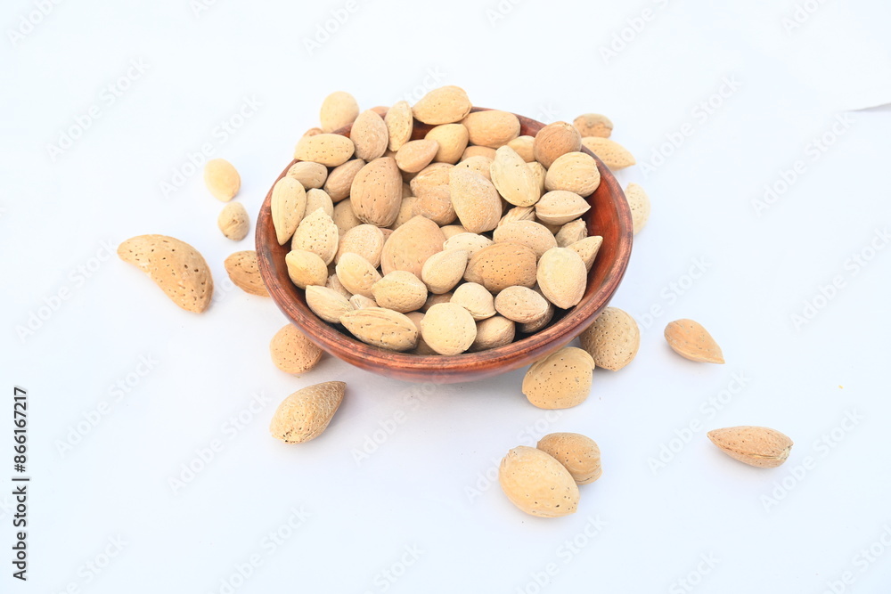 Almond with shell. It's other name Prunus amygdalus and Prunus dulcis. The almond is also the name of the edible and widely cultivated seed of this tree. indian almond. Almond with shell. It's other name Prunus amygdalus and Prunus dulcis. The almond is also the name of the edible and widely cultivated seed of this tree. indian almond.