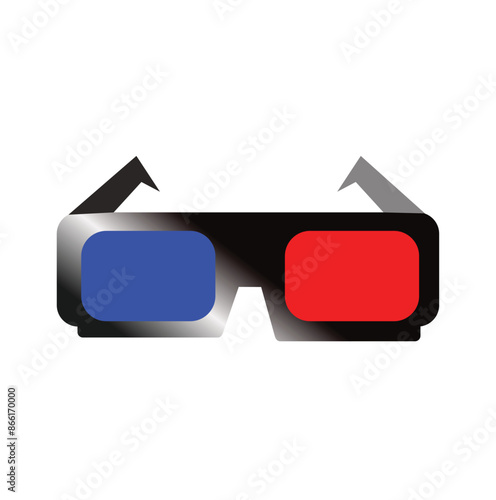 3D Glasses Icon isolated on White. Vector Illustration. Realistic Style Simple Icon. Cinema Movie Film Watching Design Element.