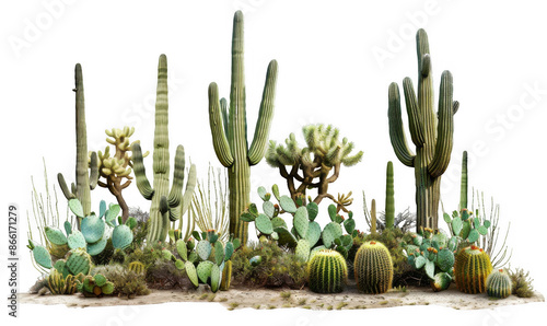 Desert Landscape with Various Cacti