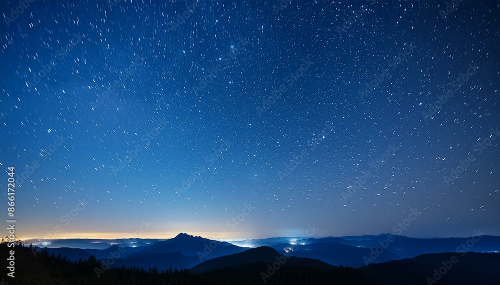 Fototapeta premium Blue night starry sky space background for screensaver