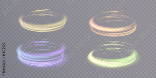 Light-bright vortex. Bright Twirl on a transparent background. Bright light round teleport podium. Magic gate in a fantasy game. Vector for web design
