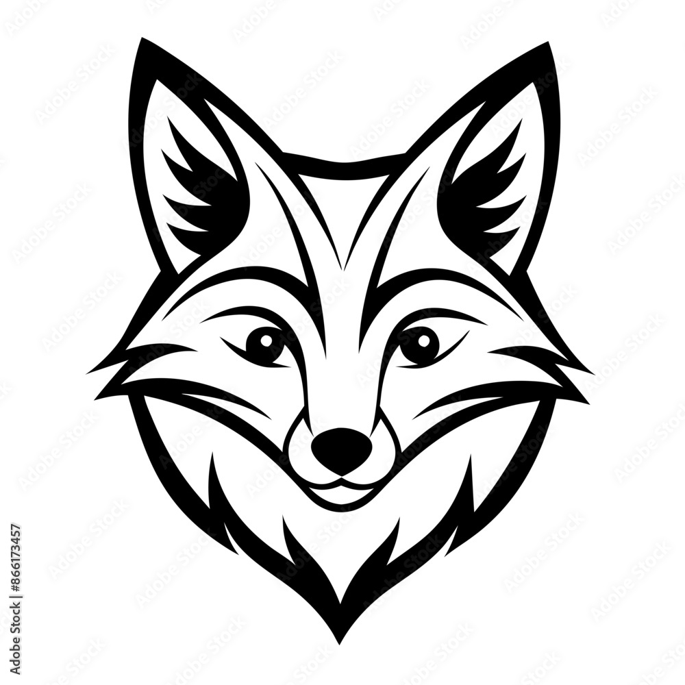 Silhouette of fox head illustration. Cute fox face logo with black color Silhouette of fox head illustration. Cute fox face logo with black color