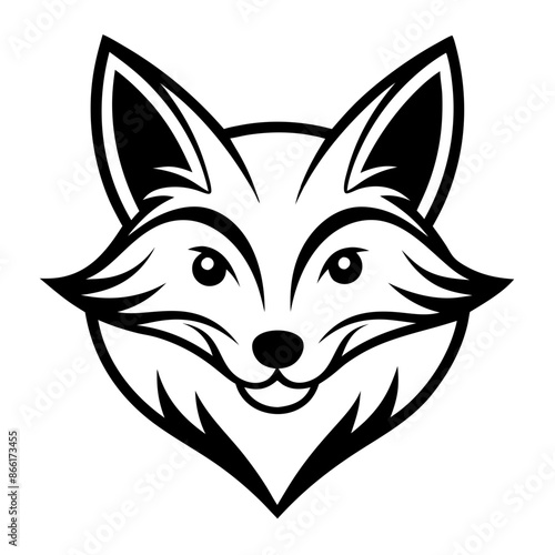 Silhouette of fox head illustration. Cute fox face logo with black color