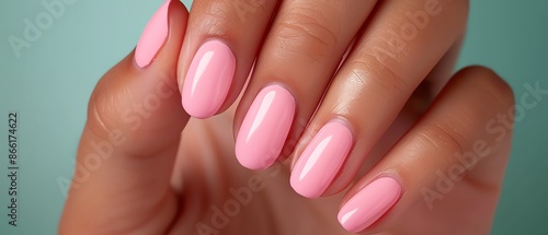 Close-up of a perfectly manicured hand with nail polish, [manicure], [nail care]