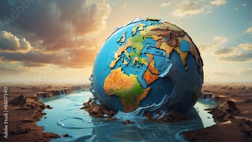 Melting Earth - Climate Change Concept