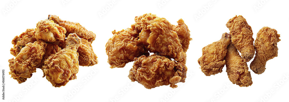 Fresh delicious fried chicken set on transparent background. Fresh delicious fried chicken set on transparent background.