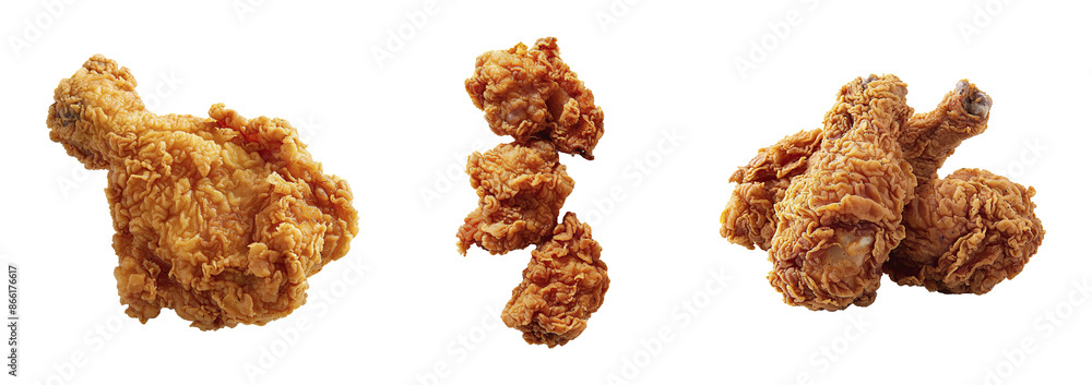 Fresh delicious fried chicken set on transparent background. Fresh delicious fried chicken set on transparent background.