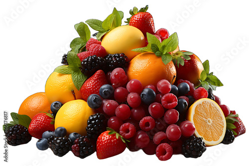 Delicious Mix fruits Isolated on transparent background