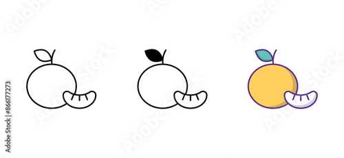 Tangerine icon design with white background stock illustration