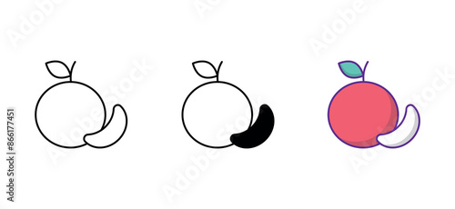 Nectarine icon design with white background stock illustration