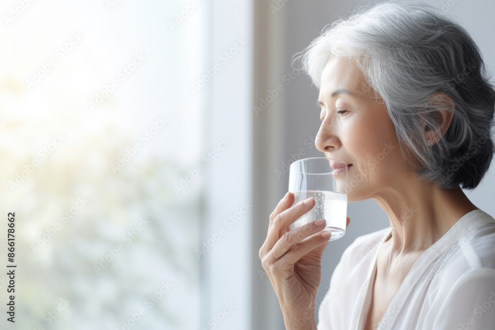 Woman drinking water contemplation refreshment relaxation. Woman drinking water contemplation refreshment relaxation.