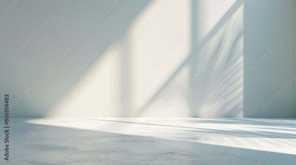 Blurred shadow from leaves on the light gray wall. Minimal abstract background for product presentation. Spring and summer. Blurred shadow from leaves on the light gray wall. Minimal abstract background for product presentation. Spring and summer.