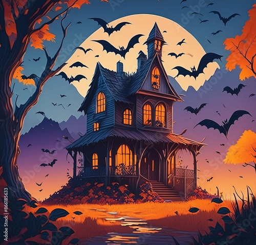 halloween background with castle