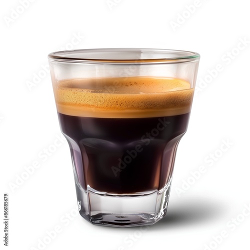 Espresso coffee glass cup isolated on white background with clipping path, high resolution photo realistic