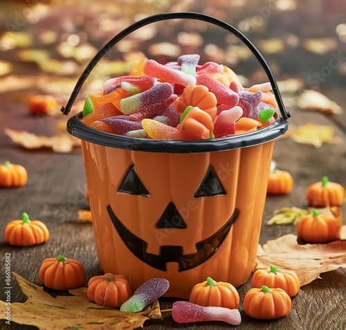 halloween candy in a bucket