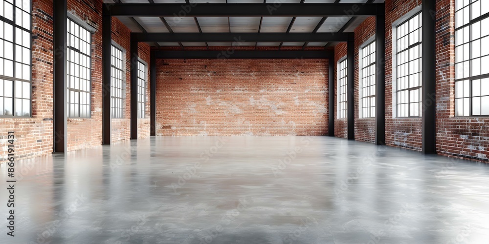 Industrial Loft with Brick Walls, Concrete Floor, and Black Steel Roof ...