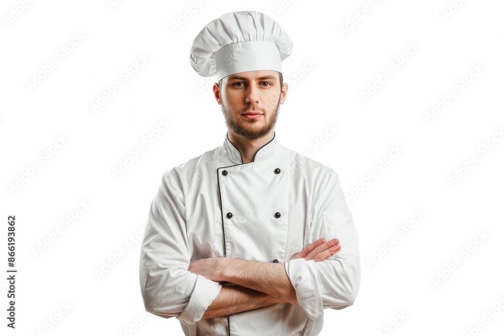 Confident Chef in White Uniform with Arms Crossed Confident Chef in White Uniform with Arms Crossed