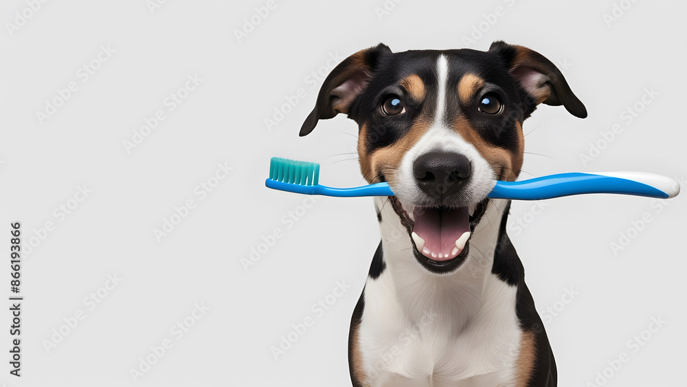 Dog in toothbrush in teeth Dog in toothbrush in teeth