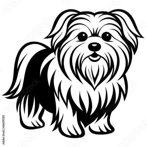 Maltese dog silhouette Vector and illustration isolated on white, design for laser cutting wall art and POD.