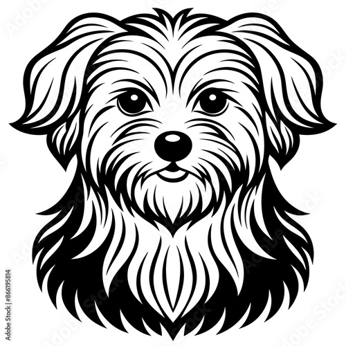 Maltese dog silhouette Vector and illustration isolated on white, design for laser cutting wall art and POD.