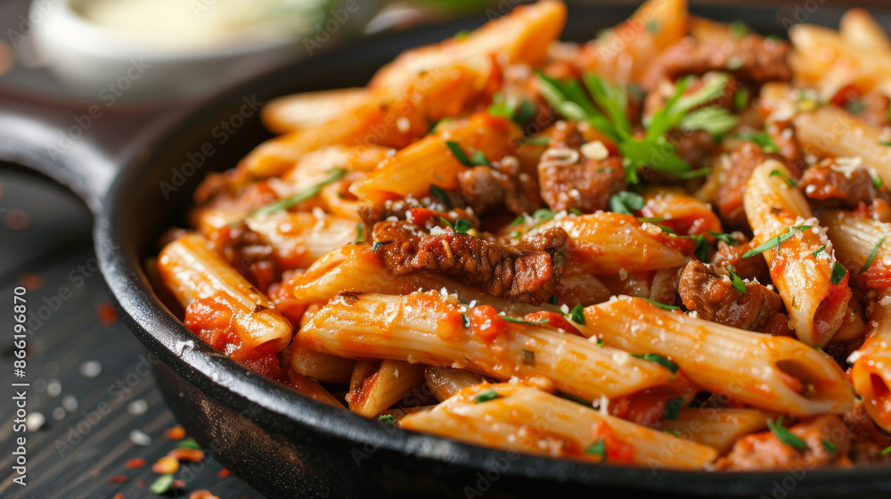 close up of pasta with tomatoes in red sauce, on a plate close up of pasta with tomatoes in red sauce, on a plate