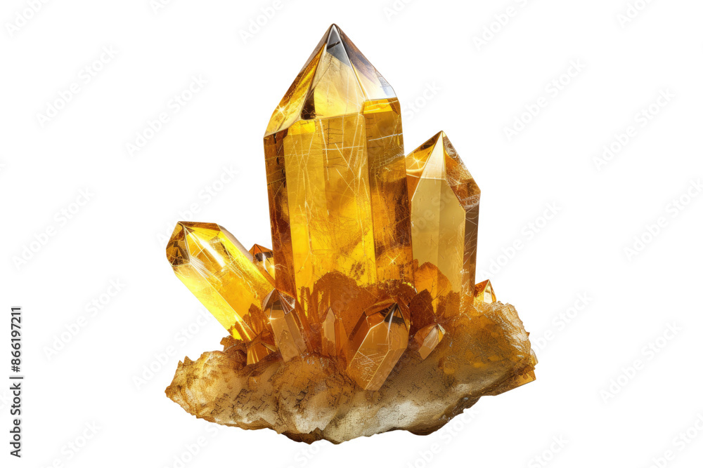 Golden crystal mineral isolated on transparent background Golden crystal mineral isolated on transparent background