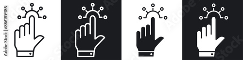 Interactive icon set. choice variety vector symbol. touch screen function sign. push or click button. tap finger control symbol in black filled and outlined style.