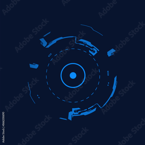 Futuristic frame, touch effect, vector digital round circuit border, virtual electronic target display, HUD circles