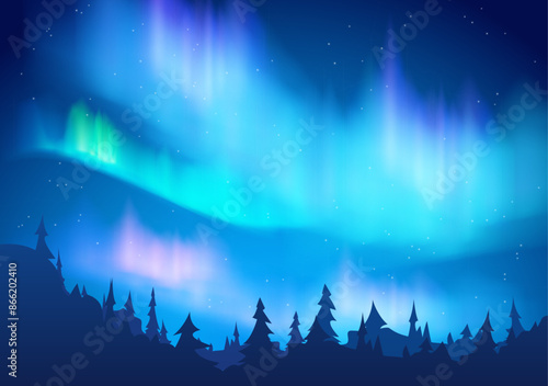 Northern lights against the backdrop of a serene forest.