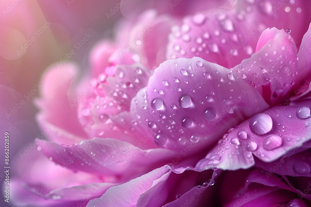 Vivid Purple Peony Flower Petals with Morning Dew Droplets - Closeup Natural Floral Background Vivid Purple Peony Flower Petals with Morning Dew Droplets - Closeup Natural Floral Background