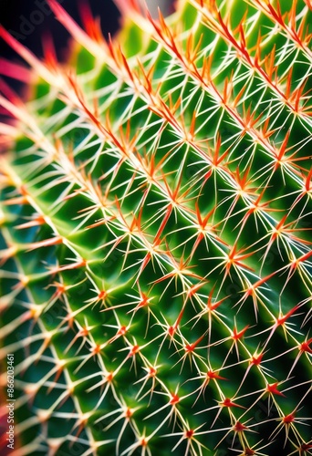 detailed macro view cactus texture close shot, plant, prickly, pear, succulent, spiky, thorny, desert, rough, bumpy, pattern, sharp, spiny, arid, textured, flora photo