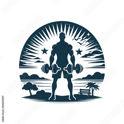 vector Gym and fitness silhouette design illustration template