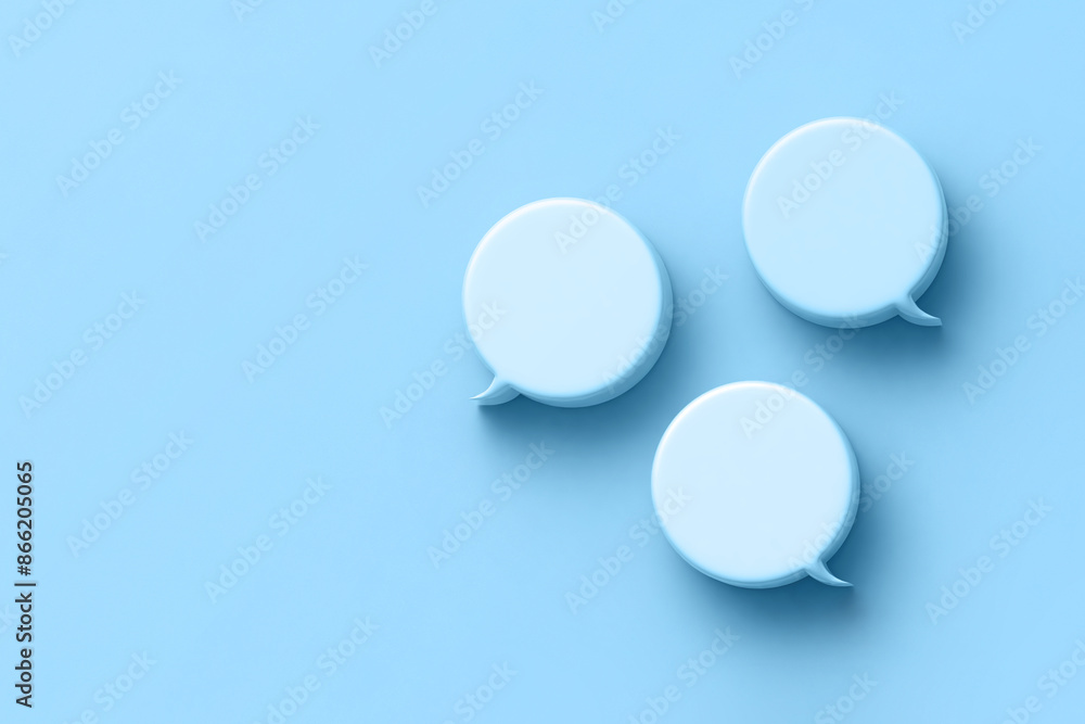 Blue background with text space and 3D speech bubbles Blue background with text space and 3D speech bubbles
