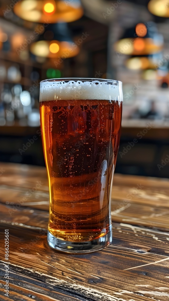 Refreshing Amber Brew in a Rustic Pub Setting Refreshing Amber Brew in a Rustic Pub Setting