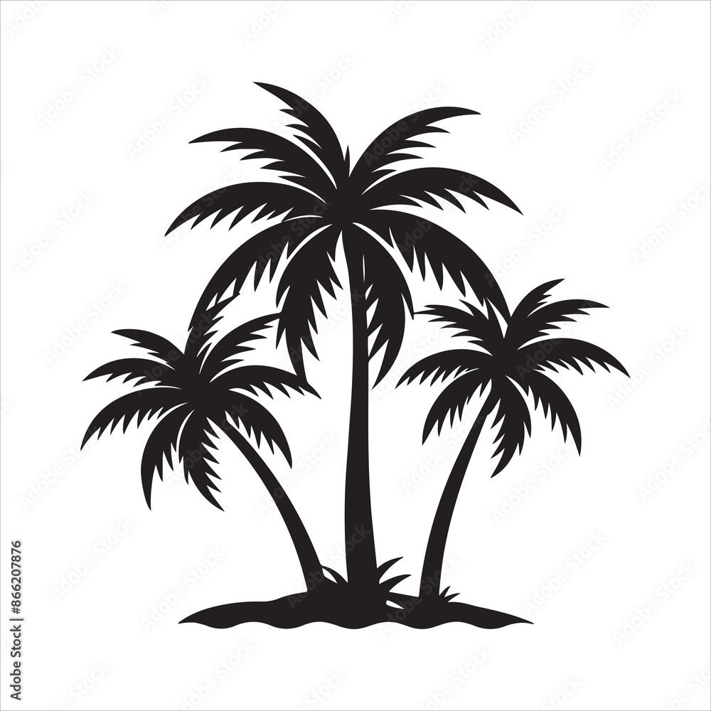Fototapeta premium Palm Trees silhouette design vector art AI generated 