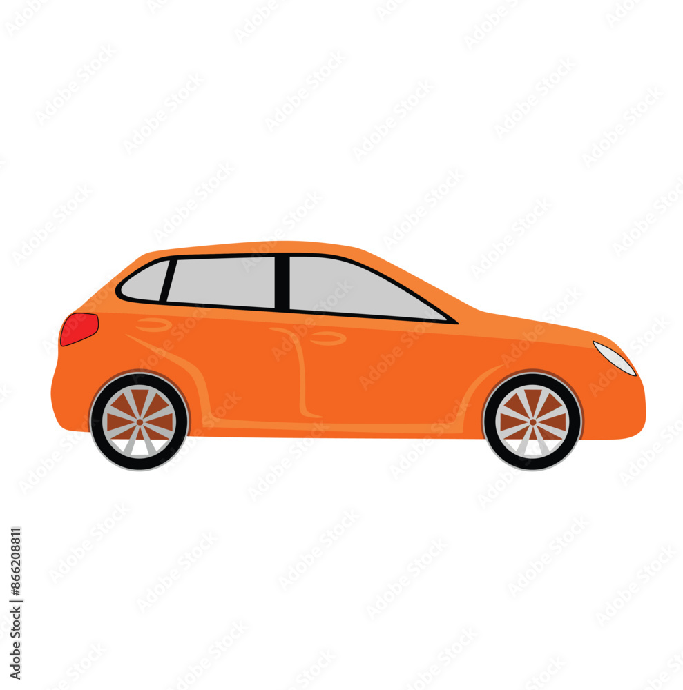 Fototapeta premium Orange Car Icon , Side View isolated on White Background. Usable for Automobile Logo. Flat Vector Illustration Design Template Element.