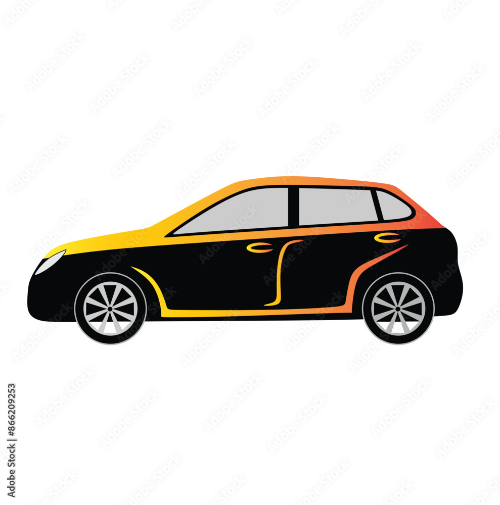 Black Car Icon , Side View isolated on White Background. Usable for Automobile Logo. Flat Vector Illustration Design Template Element. Black Car Icon , Side View isolated on White Background. Usable for Automobile Logo. Flat Vector Illustration Design Template Element.
