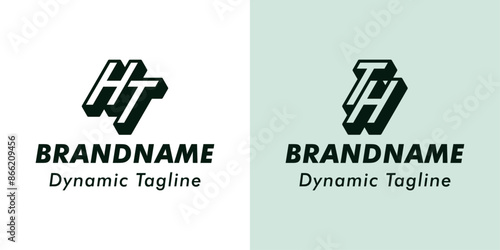 Letters HT and TH 3D Monogram Logo, Suitable for business with TH or HT initials