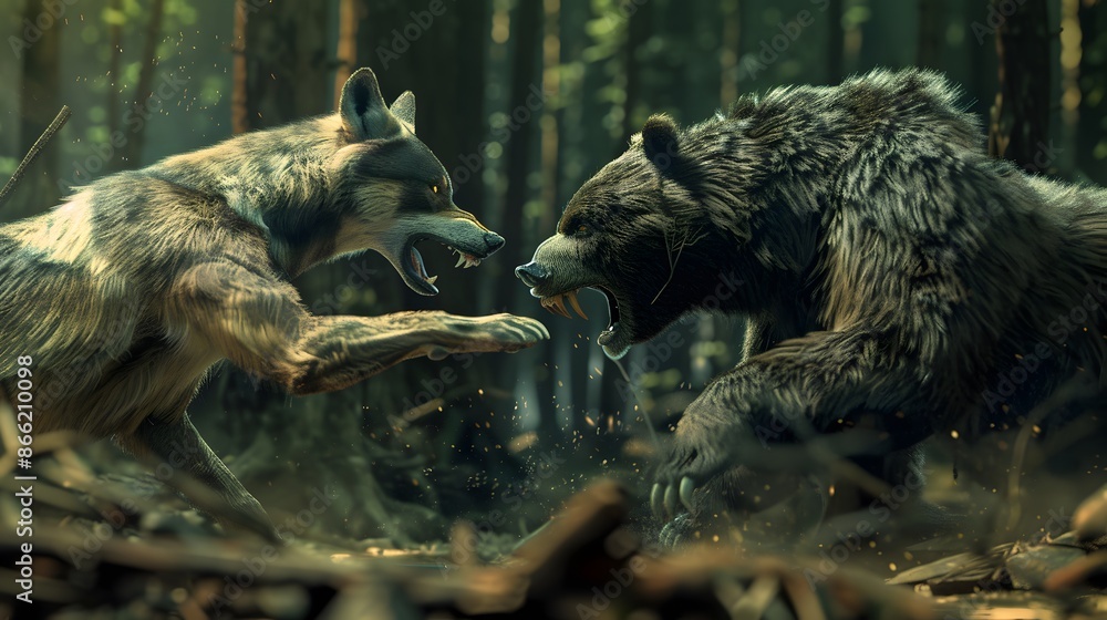 Obraz premium Sure, how about this: Brown bear cub exploring its natural habitat in the woods