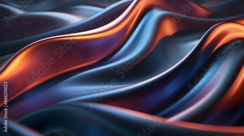 Mesmerizing Abstract 3D Animation of Vibrant Dark Metallic Flowing Shapes and Textures