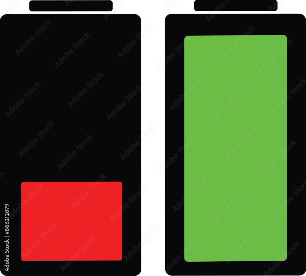 Vector battery icon. Charge from high to low Vector battery icon. Charge from high to low